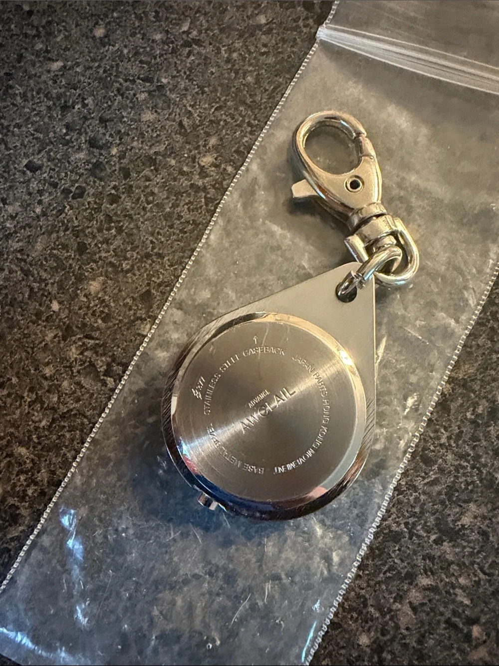 Blue Keychain Pocket Watch with Lobster Clip
